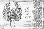 Time and clock. Graphic set, an Illustration by Astarta (Thumbnail 1 of 5)