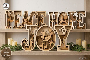 3D Nativity Word Stands SVG Bundle