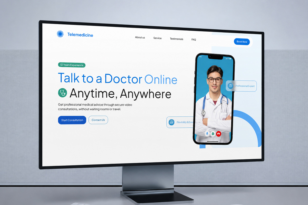 Telemedicine Landing Page, a Landing Page Template by Font Kingdom (Photo 2 of 5)