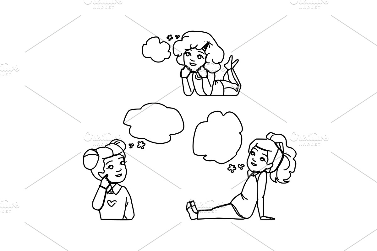 dream dreaming kid girl vector, a Person Illustration by pikepicture