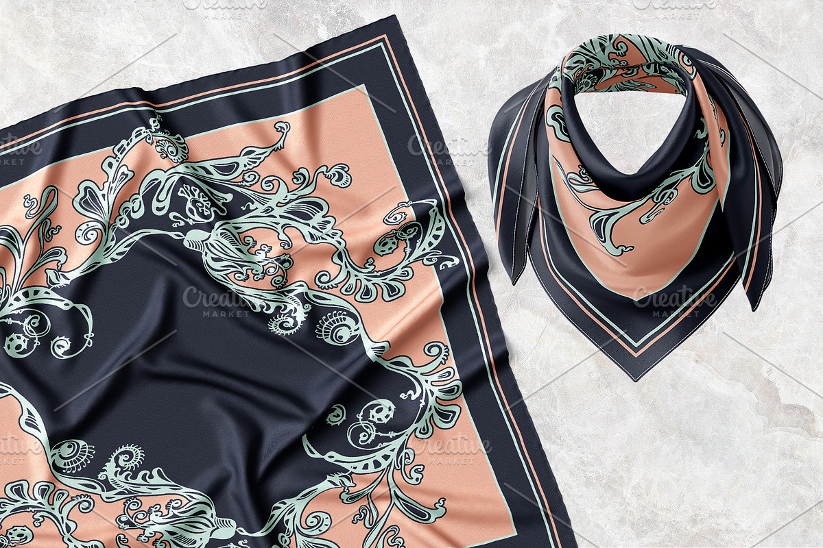 Baroque Floral Arabesque Silk Scarf, an Object Graphic by ilustrinna (Photo 6 of 6)