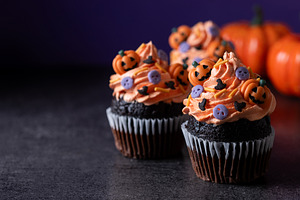 Halloween cupcakes with pumpkin sprinkles, a Food & Drink Photo by etorres69