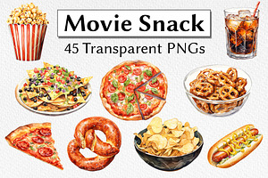 Movie Snack Watercolor Clipart