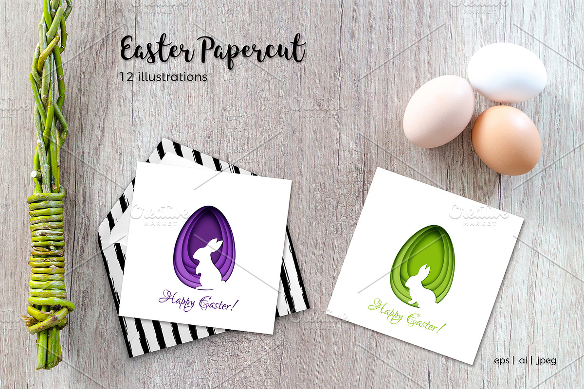 Easter Papercut Illustrations, a Decorative Illustration by NKTN graphics (Photo 2 of 5)