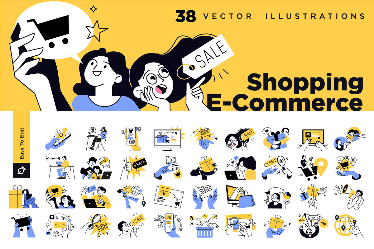 Shopping and ecommerce, an Illustration by PureSolution