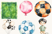 Watercolor Cute Soccer Clipart, a Sport Illustration by Design Scotch (Thumbnail 4 of 9)