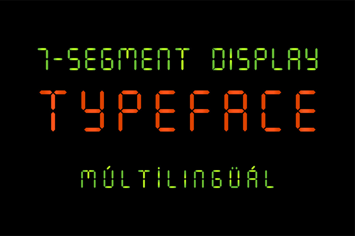 7 Segment Display Font, a Script Font by Krafti Lab (Photo 1 of 3)
