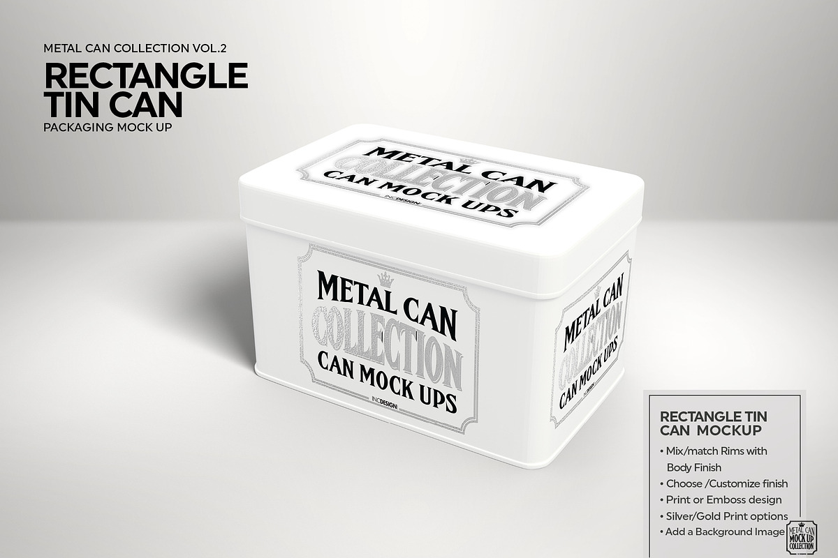 Rectangle Tin Can Mockup, a Packaging Mockup by INCDesign (Photo 2 of 5)