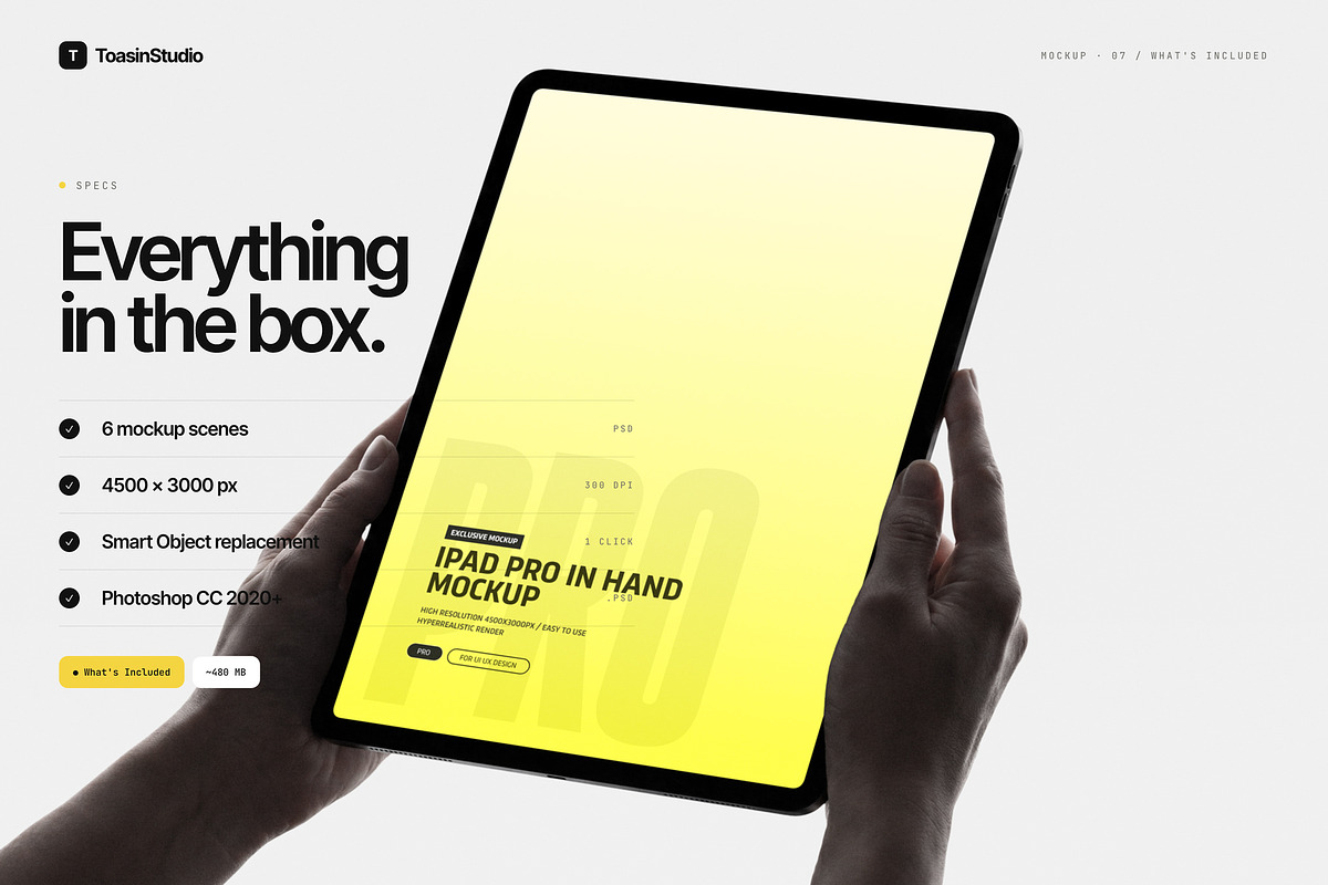 Hand-Held iPad Pro Mockup Pack, an iPad Mockup by Toasin Studio (Photo 7 of 8)