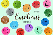 Watercolor Emotions Clipart, Emojis, an Object Graphic by Paulaparaula (Thumbnail 1 of 3)