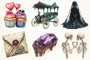 Halloween Skeletons Wedding Clipart, an Illustration by Pixels.Craft (Thumbnail 3 of 7)