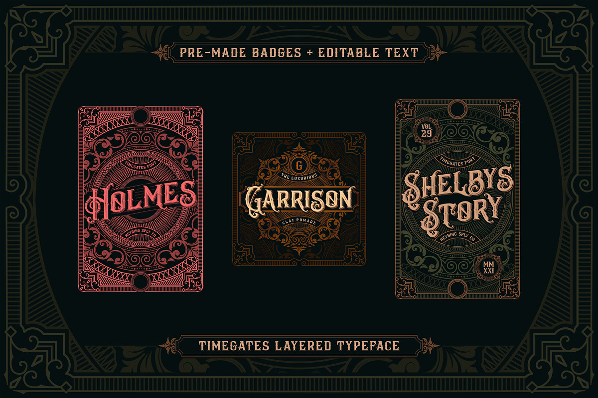 Timegates Typeface + Extras, a Serif Font by Heybing Supply Co. (Photo 13 of 15)