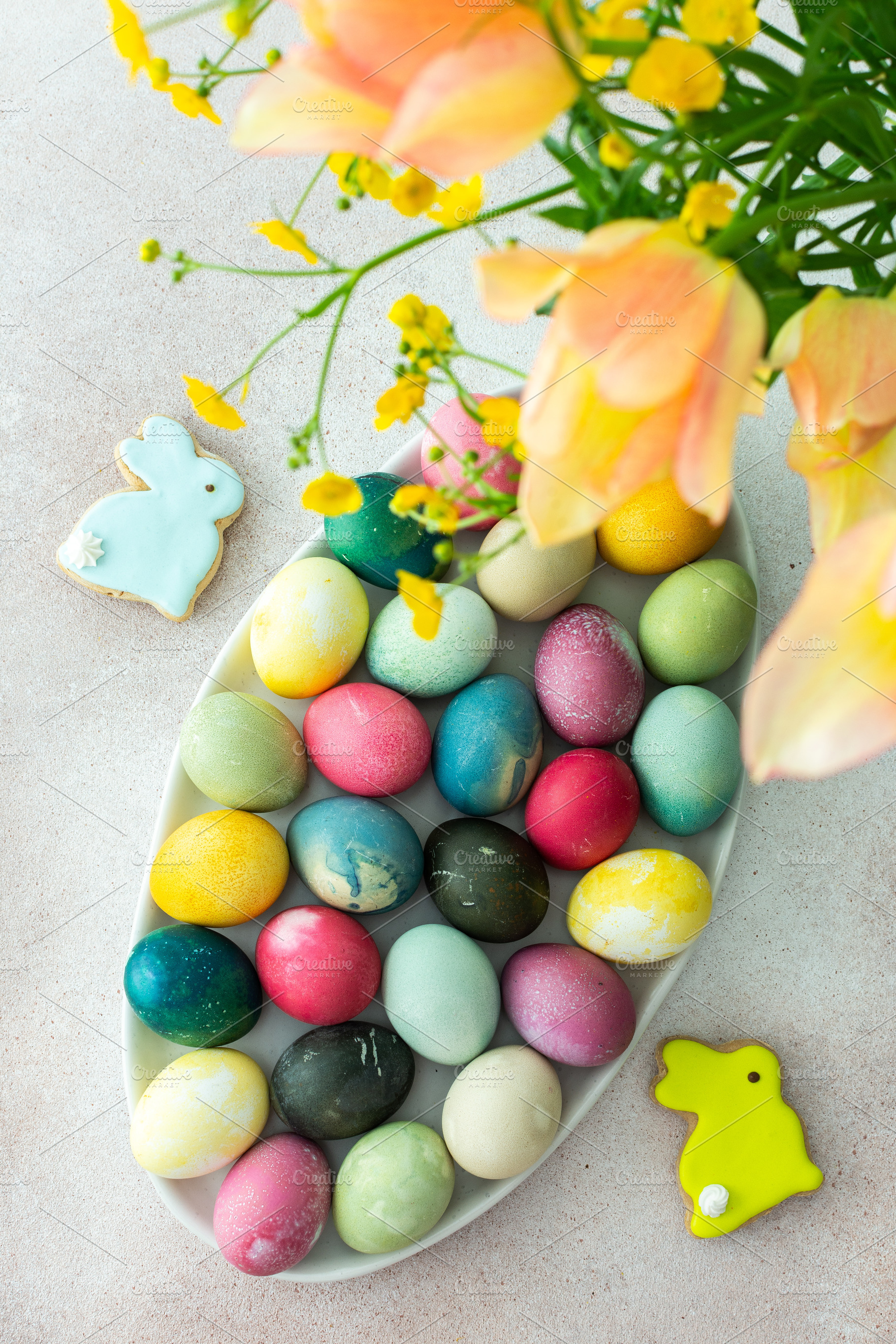 Multi-colored Easter eggs, a Holiday Photo by Pandateam