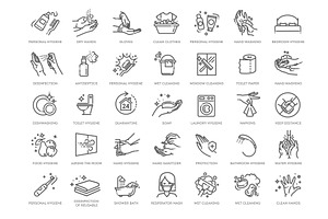 Hygiene Icons. Outline Icons, an Object Graphic by Tettygreen