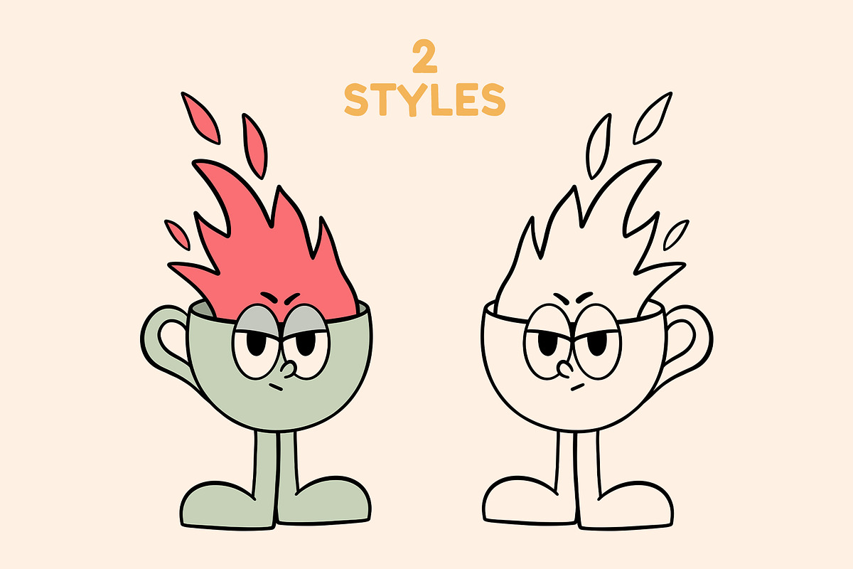 Groovy Coffee Characters Clipart, an Object Graphic by Alina Sh (Photo 2 of 8)