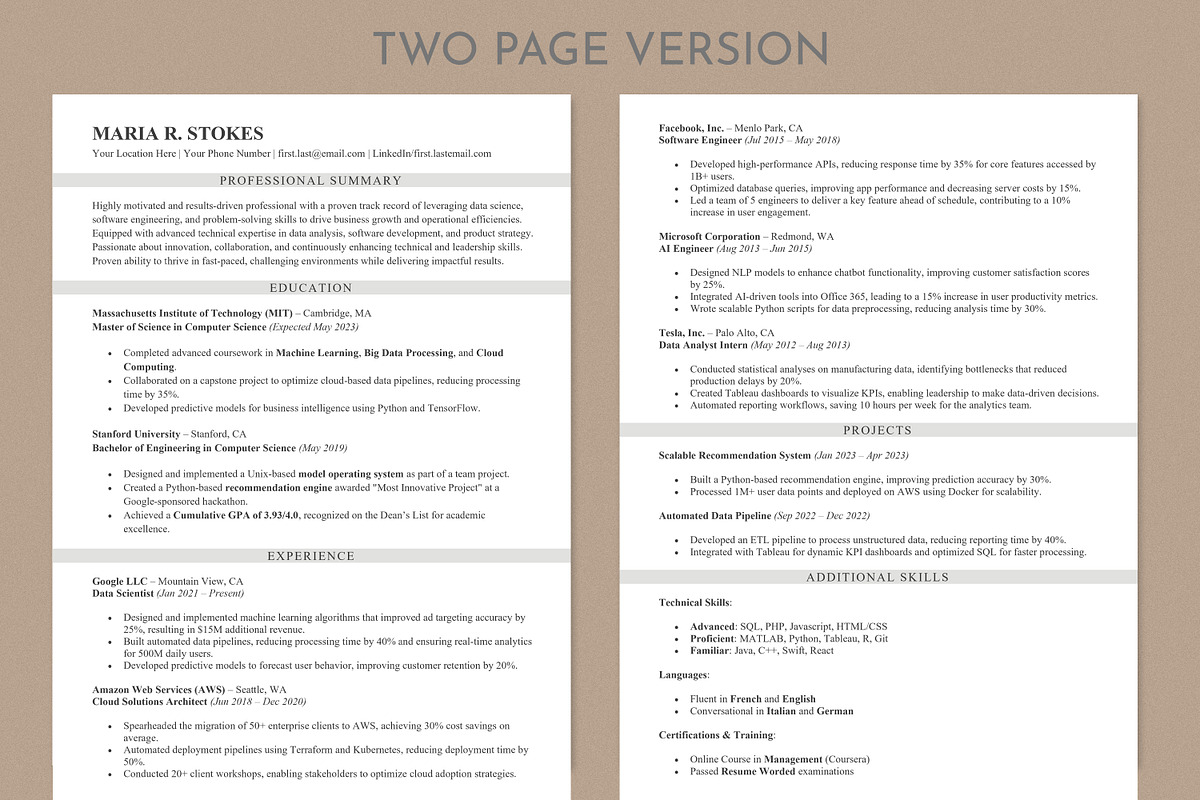 ATS Resume / CV preview 3