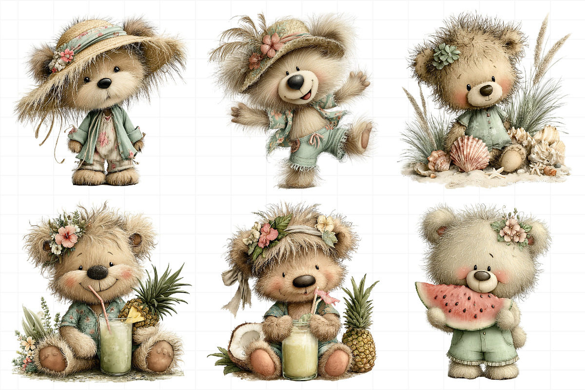 Funny Summer Teddy Bear Clipart, an Illustration by Daily.Designs (Photo 3 of 8)