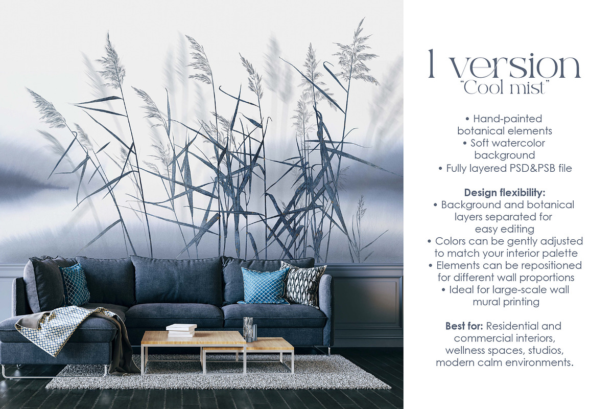 Silent meadow – botanical wall mural, a Wallpaper Graphic by Timofi Art (Photo 3 of 12)
