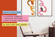FUNKY RIBBONS: clipart & pattern, an Object Illustration by Elliko shop (Thumbnail 3 of 7)