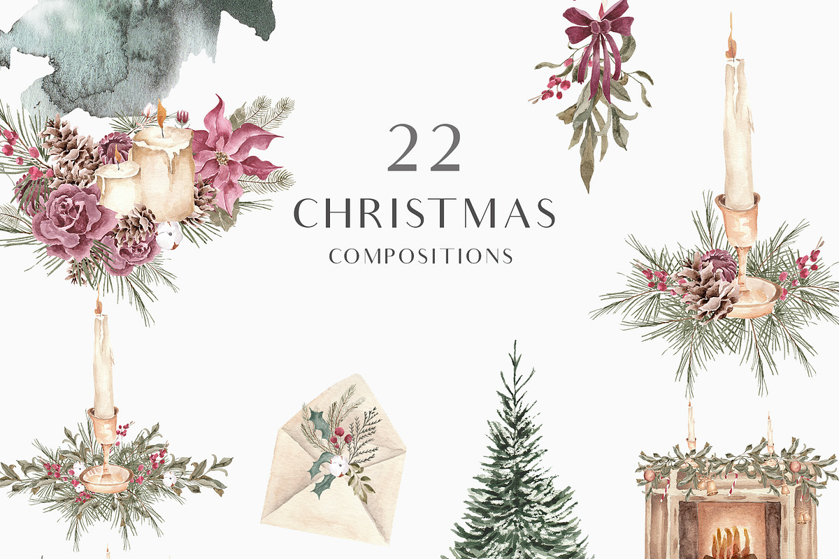 SALE! Christmas Holiday Watercolor, a Seasonal Illustration by Grace Noboa Illustrations (Photo 6 of 9)