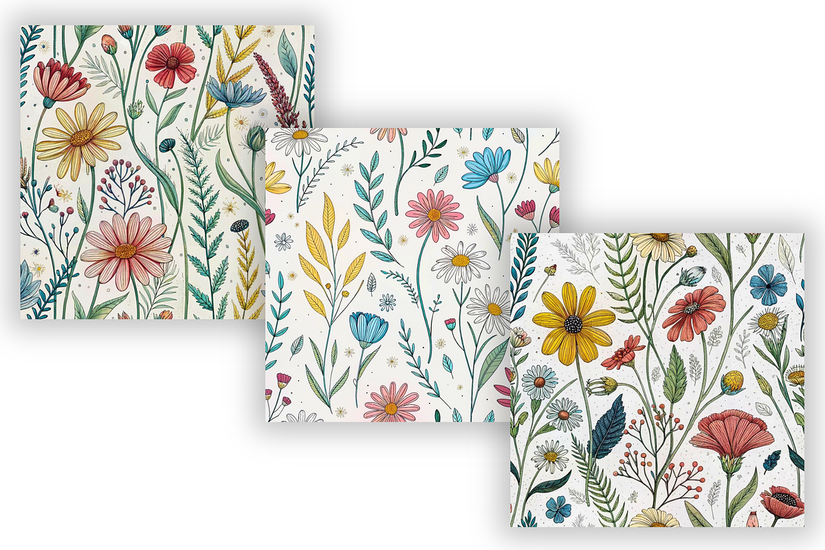 Wildflower Sketchbook Doodle Pattern, a Pattern Graphic by FloridPrintables (Photo 3 of 7)