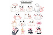 Cute Halloween Ghost and Pumpkin, a Seasonal Illustration by CharmClipart (Thumbnail 3 of 7)