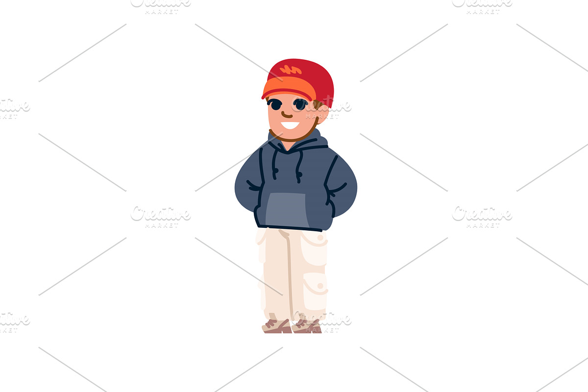 Smiling delivery guy wearing red cap, a Person Illustration by pikepicture