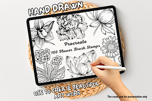 100 Flower Procreate Stamps