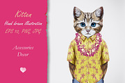 Kitten / Summer Time, an Animal Illustration by Victoria_Novak (Thumbnail 1 of 3)