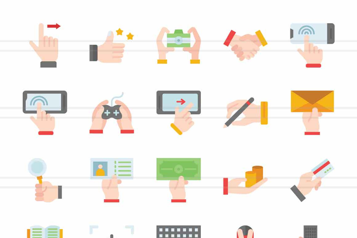 50 Hand Actions Flat Multicolor Icon, an Icon by IconBunny (Photo 2 of 2)