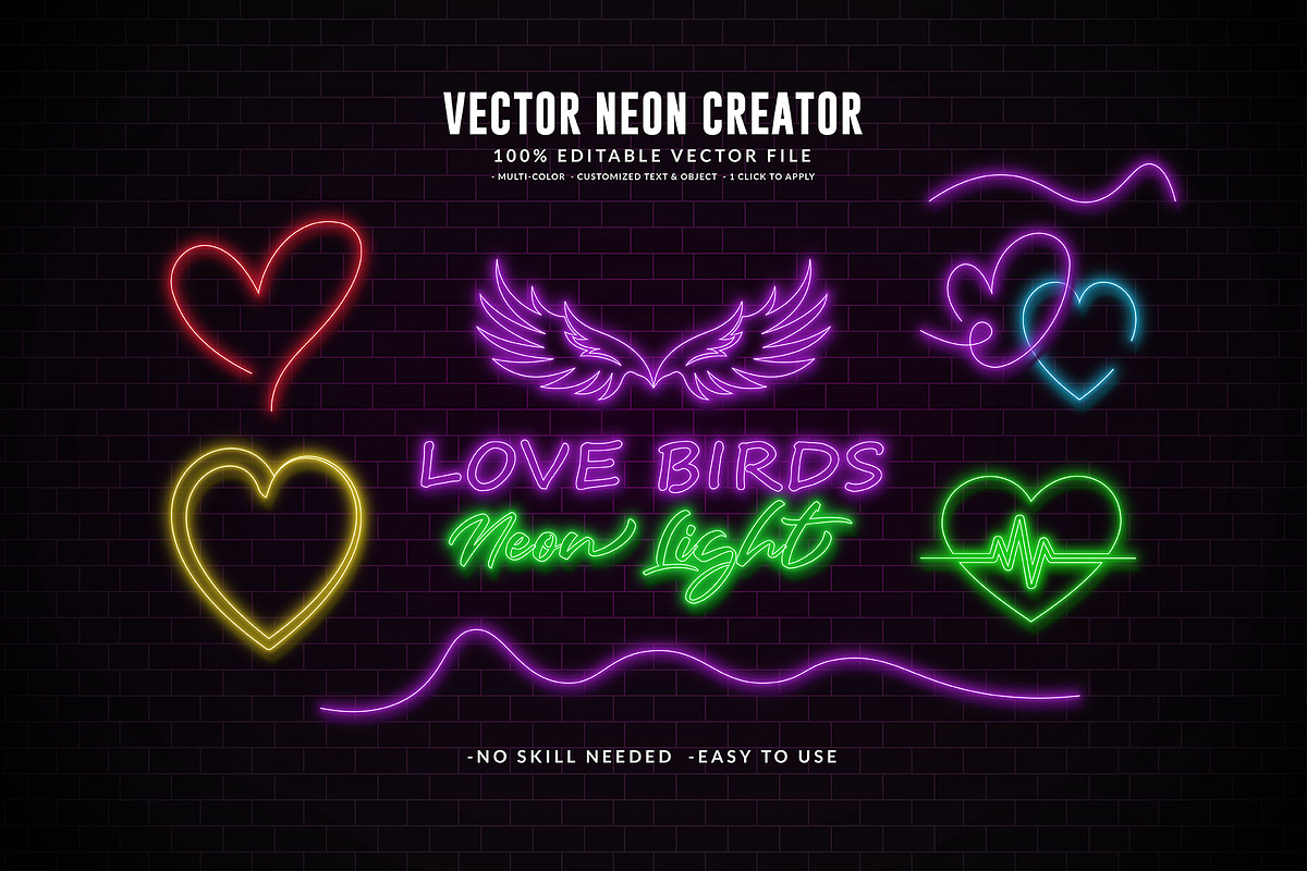Editable Vector Neon Creator Effect, a Decorative Illustration by Photoshop Action (Photo 10 of 11)