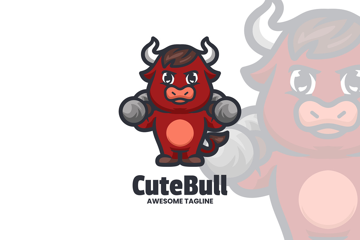 Cute Bull Mascot Cartoon Logo., a Design Template by VectorCraft
