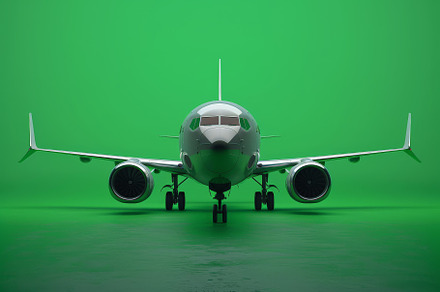 Realistic airplane is flying vector, a Background Photo by Pixeness
