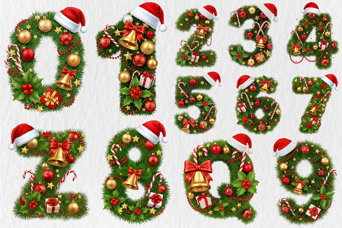 Christmas Wreath Alphabet Sublimatio, a Seasonal Illustration by Rose Art (Photo 4 of 4)