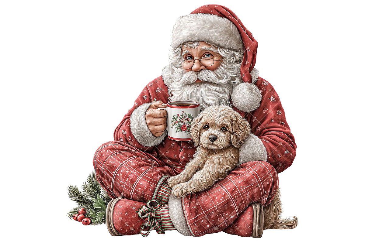 Santa With Dog Clipart PNG, a Seasonal Illustration by Memories By Lea (Photo 9 of 19)