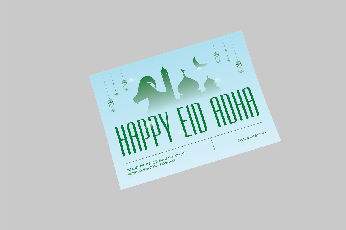 Blue Green Eid Al Adha Greeting Card, a Card Template by Neermana (Photo 2 of 4)