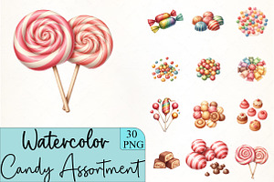 Candy Assortment Clipart, an Illustration by CrexoraLab