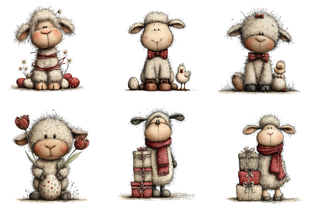 Whimsical Easter Sheep Clipart, an Illustration by CreationArt (Photo 6 of 7)