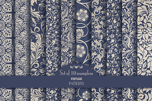 Set Of 10 Seamless Pattern Baroque