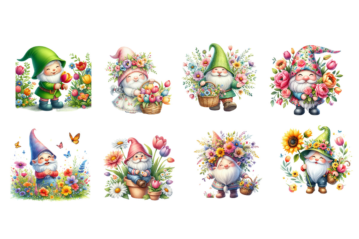 Cute Spring Gnome Clipart, an Illustration by Dream Creation (Photo 5 of 5)