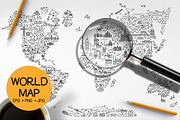 World Travel Line Icons Map, an Illustration by Moloko88 (Thumbnail 1 of 7)