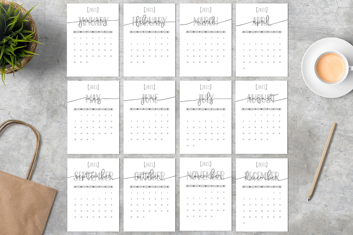 Calendar 2023 A4 Sunday Start, a Stationery Template by ZoollGraphics (Photo 2 of 2)