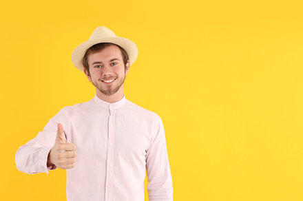 Concept of people, young man on yellow background, a Person Photo by AtlasStudio PRO