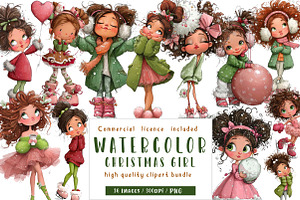Christmas girl clipart, an Illustration by CreationArt