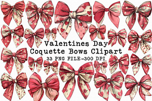Valentines Day Coquette Bows Clipart, an Illustration by Libby Wishes
