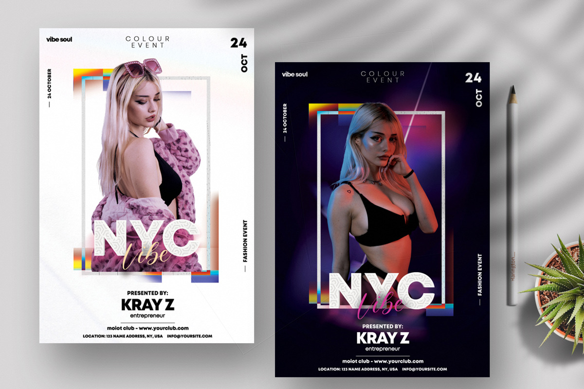 NYC Vibe Party PSD Flyer Templates, a Flyer Template by PixelsDesign (Photo 1 of 2)