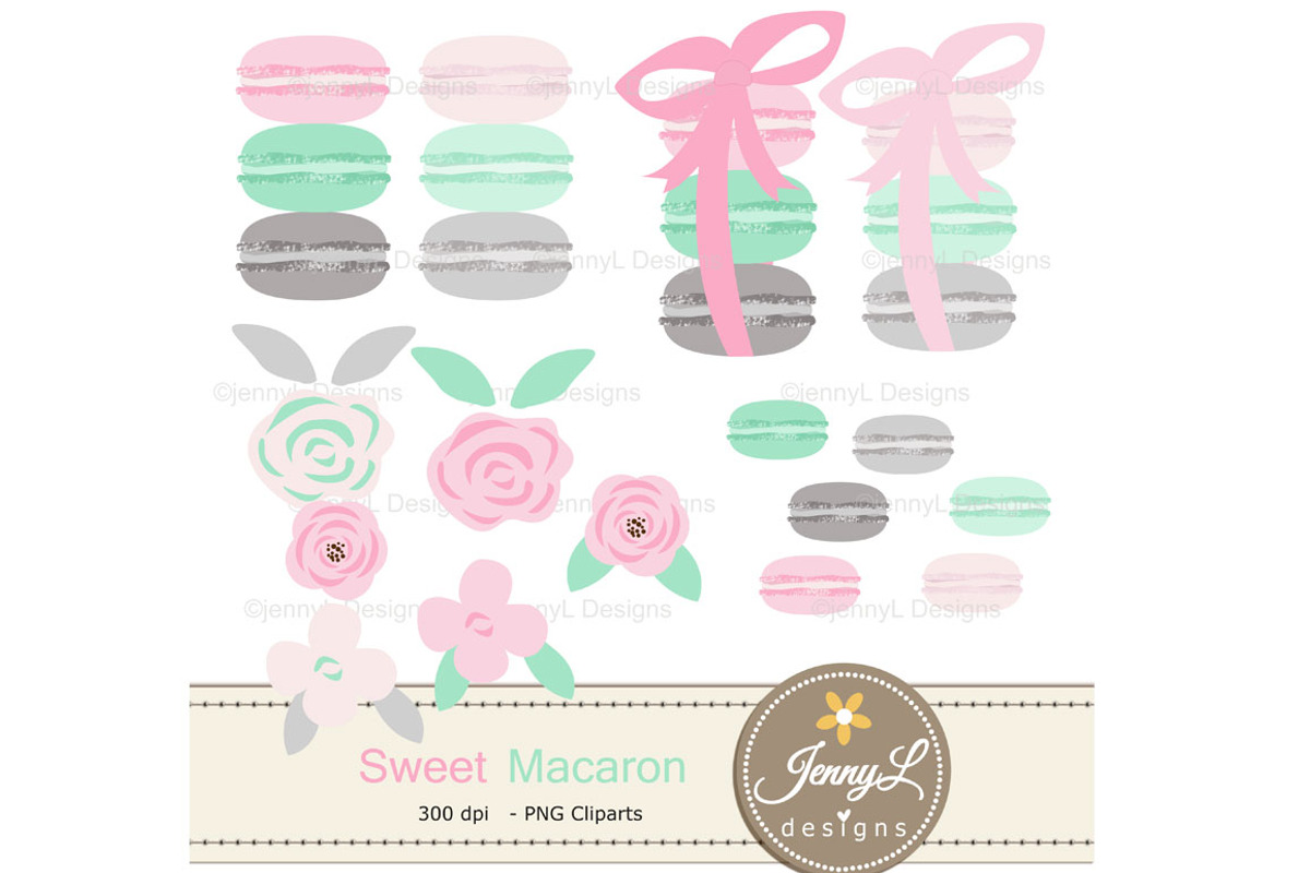 Macaron Digital Paper & Clipart, a Pattern Graphic by JennyL Designs (Photo 2 of 4)