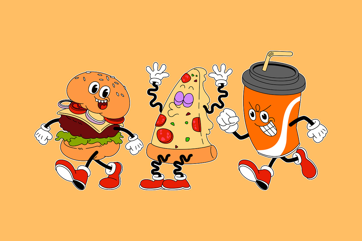 Fast Food Retro Mascot Illustration, an Object Graphic by SLAB! Design (Photo 2 of 3)