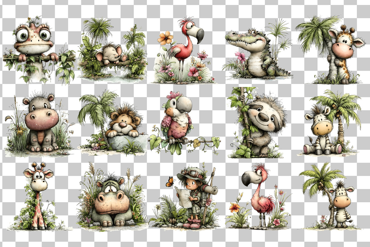 Jungle Animals PNG Clipart, an Animal Illustration by Nicolle's Colorful Art (Photo 3 of 4)