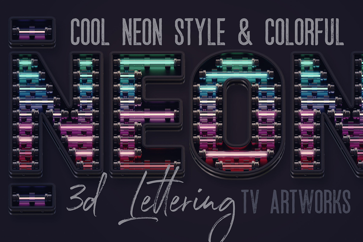 Colorful Neon 3D Lettering, a Graphic by TVartworks (Photo 6 of 13)